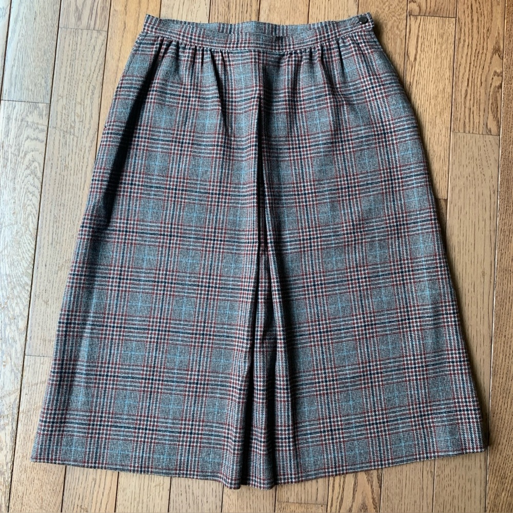 Pendelton | Vintage | Wool Skirt Red & Brown Plaid 14 Front Pleat Lined USA EUC